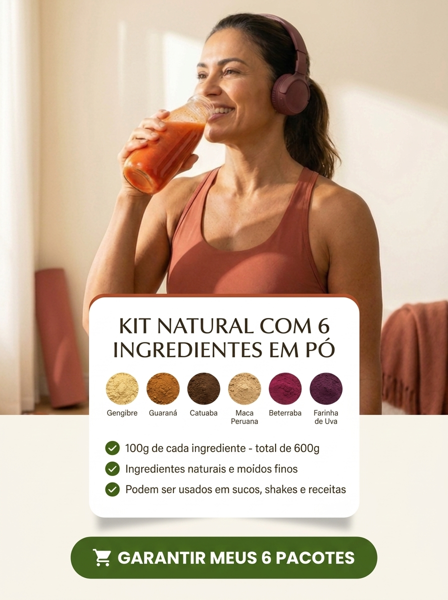 Kit natural com 6 ingredientes em pó